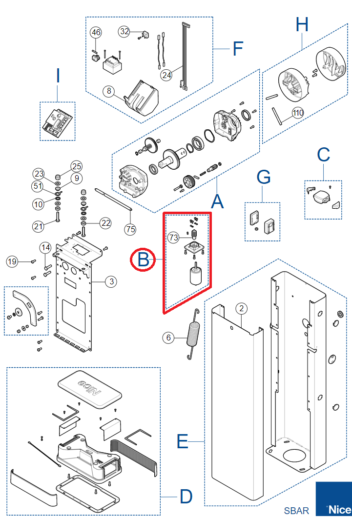 PRXB03 motor pre S-BAR/X-BAR